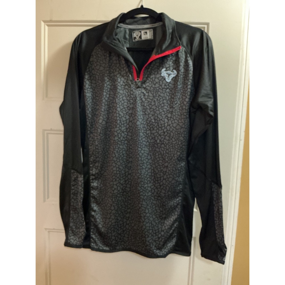 Mad Oxx Mens Quarter Zip Pullover Black Grey Crackle Print Dri Fit Size L